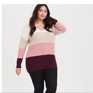 Torrid MULTI BLOCK STRIPE CROSS-BACK KNIT TUNIC SWEATER Size 4